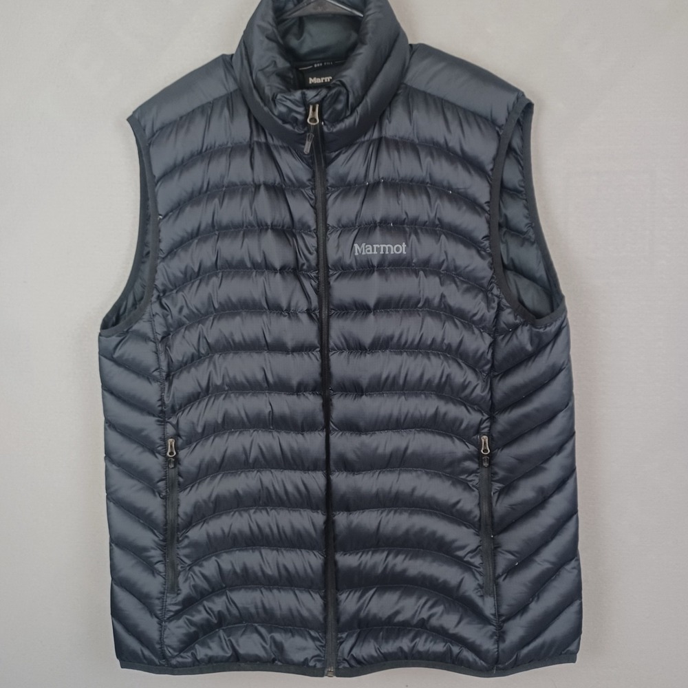 Marmot 600 Down Fill  Puffer Vest Black Full Zip Men's XL Lightweight